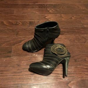 BCBG Black Leather Booties